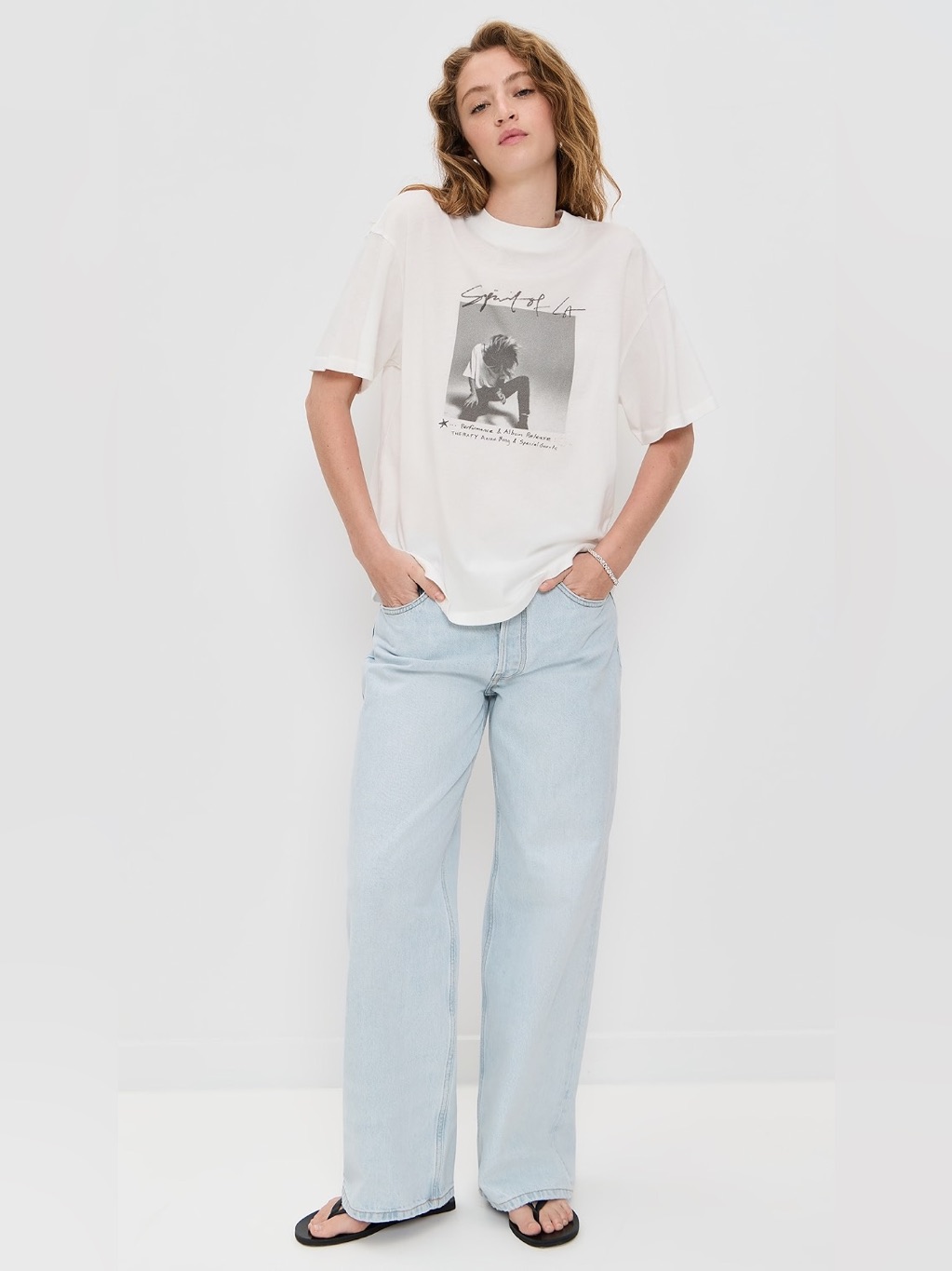 Anine Bing Ashton Spirit Tee Nwt! In Ivory Size Small
